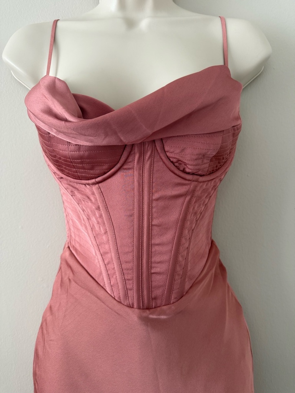 NWT - House of CB - Myrna Rose Satin Corset Slip Dress - Picture 4 of 14
